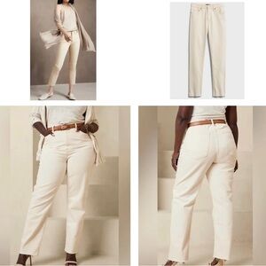 NWOT | Banana Republic | Cream Frayed Hem Straight Ankle Jeans | Size 16 / 18